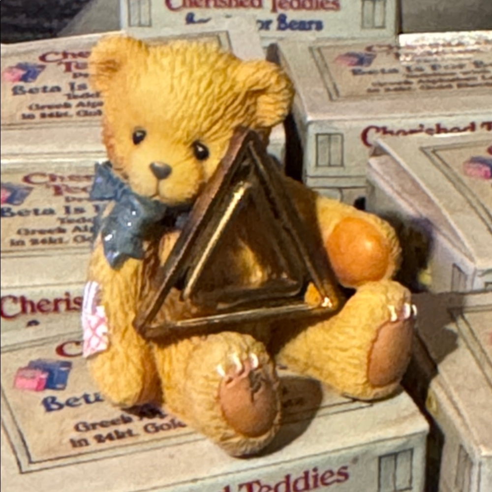 Vintage Cherished Teddies Greek Alphabet DELTA Miniature Bear #306037 - Picture 3 of 3